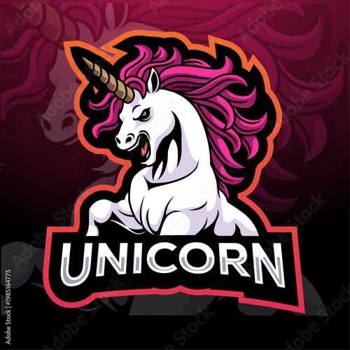 Unicorn esport mascot logo design