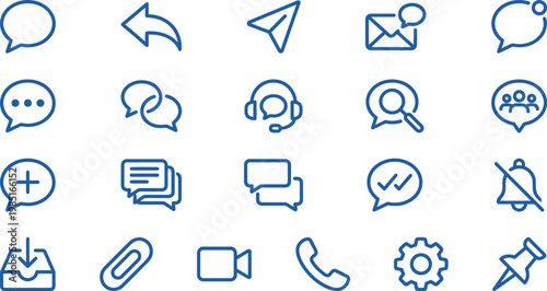Collection of various communication icons for messaging, email, and support