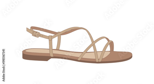 Elegant Strappy Sandals, Summer Footwear Fashion, Flat Sole Design