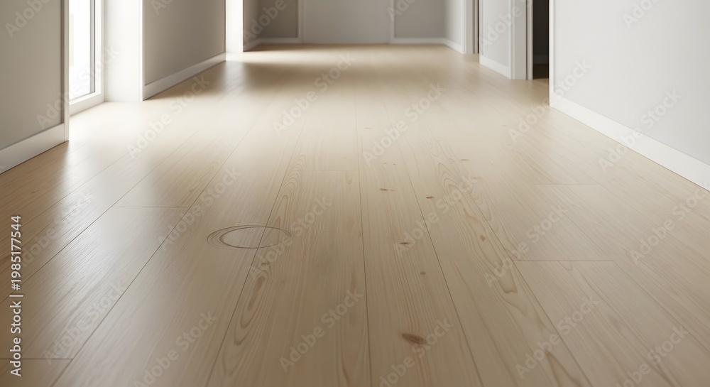 Obraz premium Light Wood Floor Hallway with Natural Light and Clean Design