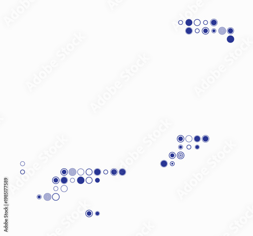 British Virgin Islands, shape of the country build of colored cells. Digital style map of the British Virgin Islands on white background. Large size circle blocks. Trending vector illustration.