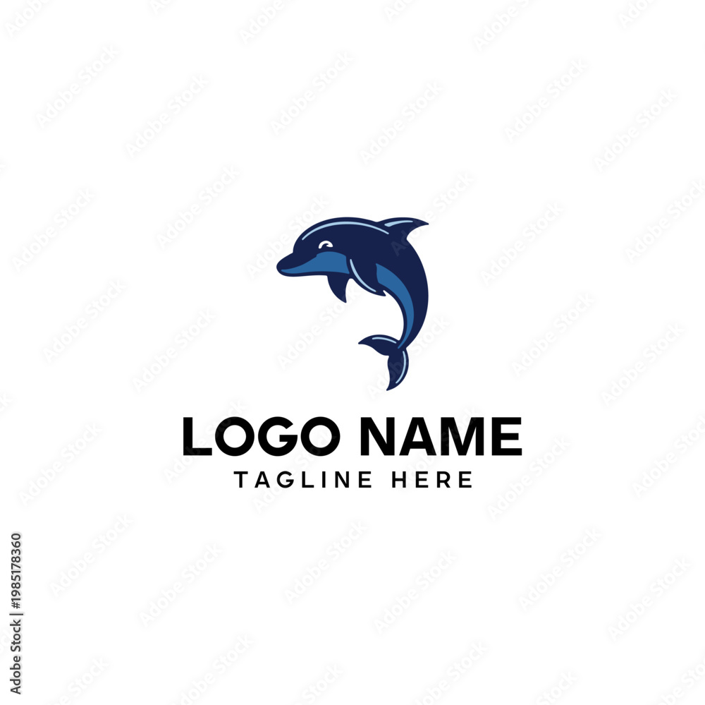 Fototapeta premium Blue Dolphin Mascot Logo Vector