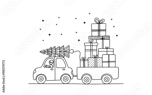 Vintage farm scene with tractor and small barn surrounded by trees Vector