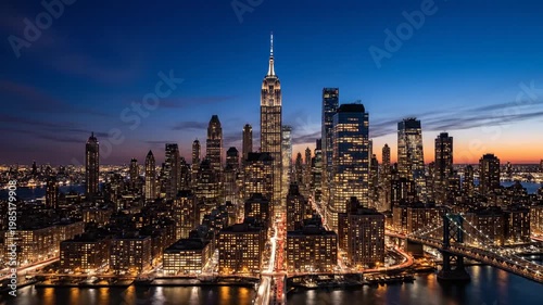 New York City Skyline at Dusk.