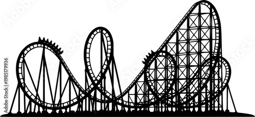 Rollercoaster silhouette vector. Rollercoaster Black flat icon illustration