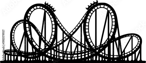 Rollercoaster silhouette vector. Rollercoaster Black flat icon illustration