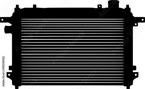 Black silhouette of car radiator isolated on white background