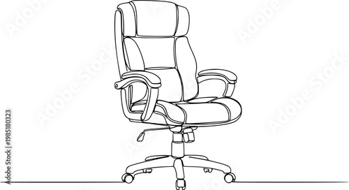 Continuous one line sketch of an office chair. Single line drawing of an executive chair, Office chair one continuous line drawing vector illustration. Premium vector See Less