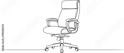 Continuous one line sketch of an office chair. Single line drawing of an executive chair, Office chair one continuous line drawing vector illustration. Premium vector See Less 