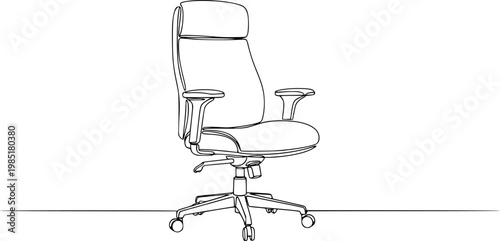 Continuous one line sketch of an office chair. Single line drawing of an executive chair, Office chair one continuous line drawing vector illustration. Premium vector See Less 