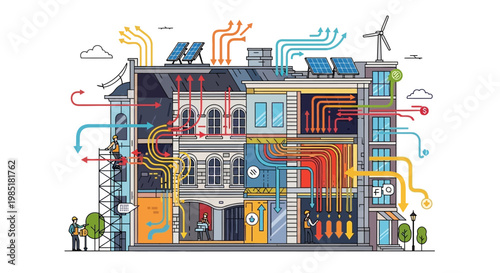 Sustainable Smart House Energy Systems Explained Cross Section.