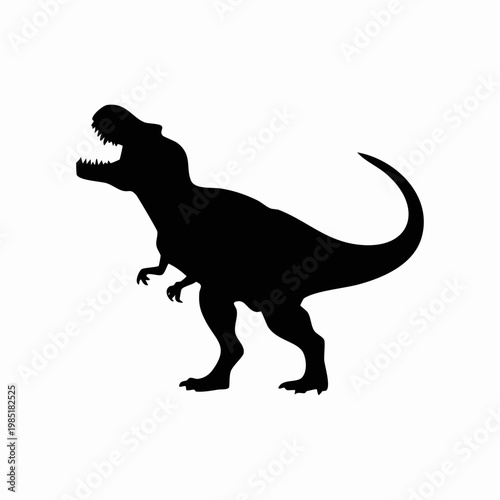 Black silhouette of a roaring Tyrannosaurus Rex dinosaur
