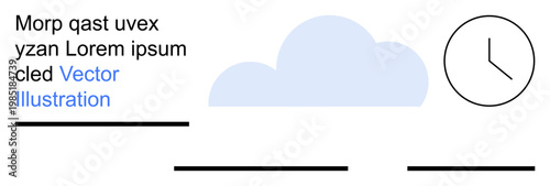 Time management, online scheduling, task planning, cloud computing, digital platforms, productivity tools. Graphic showing a cloud with a clock. Time management and online scheduling concept