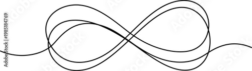 Abstract infinity loop symbol made of continuous black line on white background