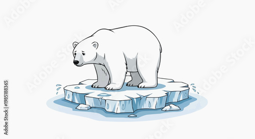 Polar Bear on Melting Ice Climate Change Global Warming