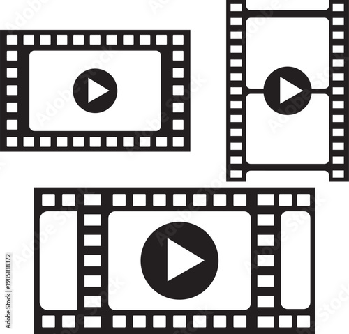 Video player screen and film strip outline icons