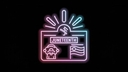 Vibrant Juneteenth celebration neon illustration symbolizing freedom and community spirit