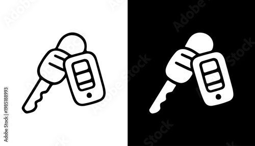 Car Keys: Minimalist image depicting car keys, an essential symbol of transportation and security, against contrasting backgrounds.