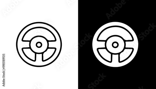 Steering Wheel Icon: A clean and modern representation of a steering wheel, emphasizing simplicity and functionality.