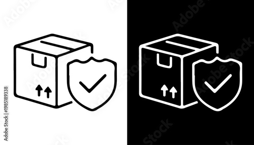 Secure Package: The image presents a parcel icon with a protective shield, symbolizing safe and protected shipping and delivery.