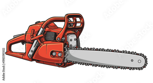 Orange Chainsaw on White Background