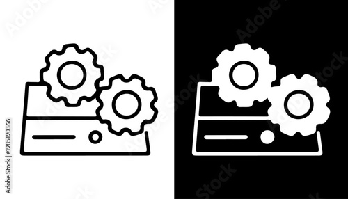 Gears of Technology: Two cogwheels interlock, symbolizing the interconnectedness of systems and the driving force of innovation, against contrasting backgrounds.