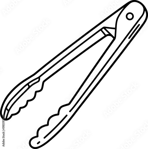 Kitchen Tongs Line Art Icon - Simple Drawing of Food Serving Utensil