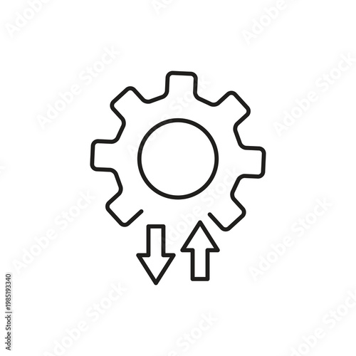 Settings Gear Adjustment Arrows Icon.Gear with Bidirectional Arrows Icon.System Tune Up Down Gear Icon..eps