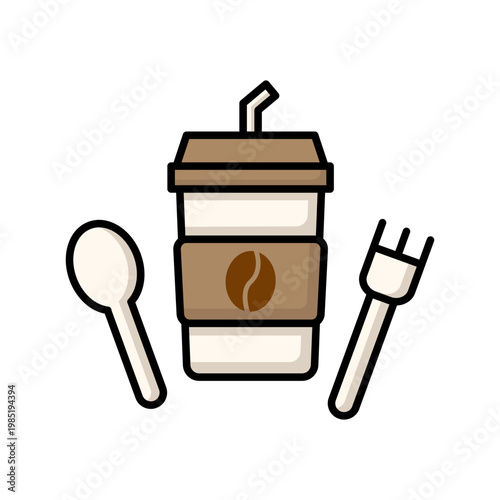 food court line colored icon illustration vector graphic.eps