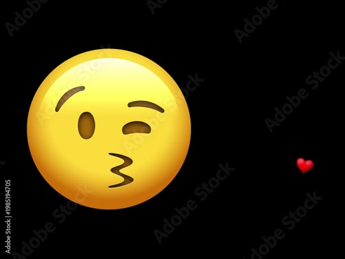 3D Animated Face Blowing a Kiss Emoji (Alpha Channel)