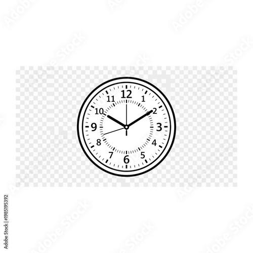 Classic analog wall clock face with numbers and second hand with the design incl