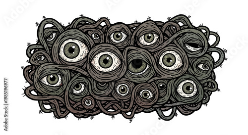 Creepy tangled eyes illustration