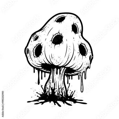 Melting Spore Mushroom Silhouette