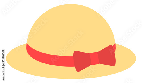 リボンのついた麦わら帽子