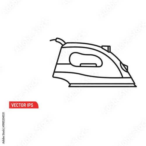 Minimalist line art vector illustration of a household steam iron icon