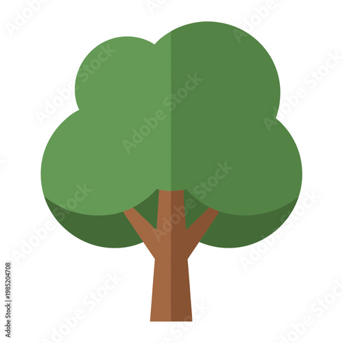 Deciduous tree flat vector icon