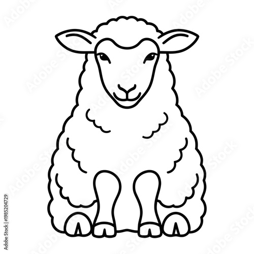 Cute sheep line art illustration