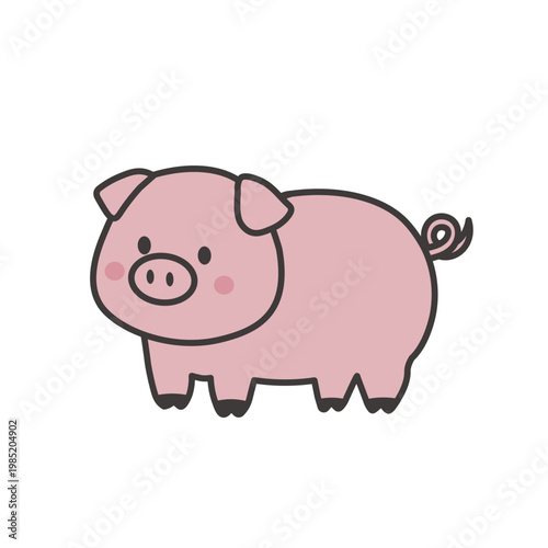 豚のイラスト　シンプル　かわいい
