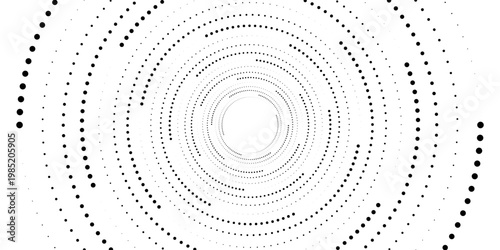 Halftone circular dotted frames set. Circle dots texture isolated on white background. Spotted spray texture. Vector abstract design element spiral circle