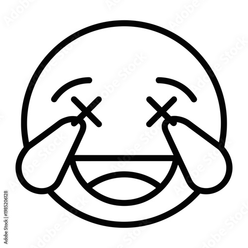Dead face emoji line art icon x eyes outline expression symbol