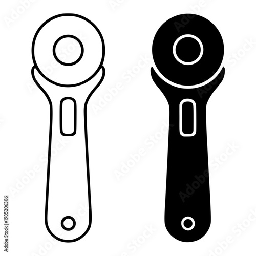 Tableau sur toile Rotary cutter minimalist icon, in outline and silhouette design