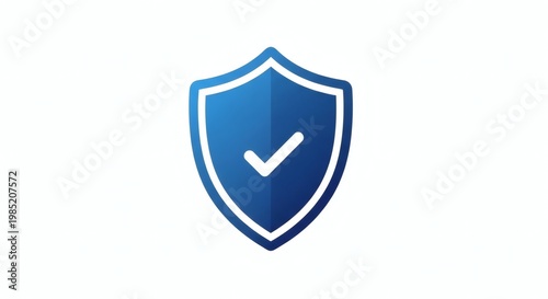 A blue shield icon with a white checkmark on a clean white background