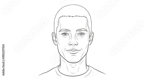 Front Facing Young Male Head And Shoulders Portrait.