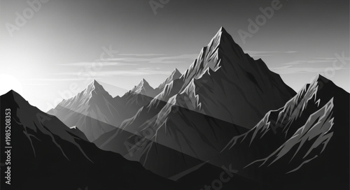 Dramatic High Mountain Peak With Jagged Summits.