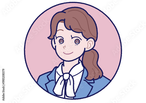スーツ姿の若い女性の表情のアイコン　笑顔