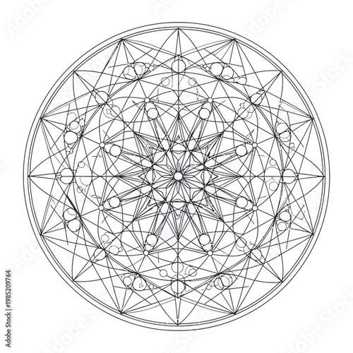 Complex geometric circle pattern line drawing