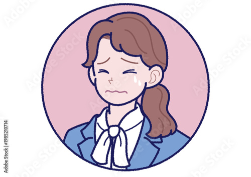 スーツ姿の若い女性の表情のアイコン　泣く