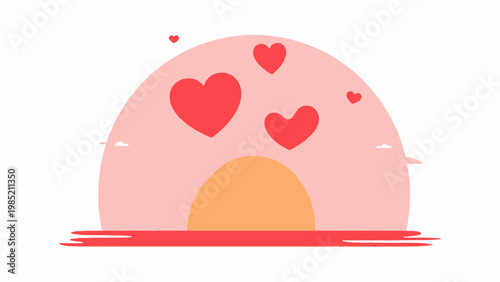 A cute pink creature with hearts floating around it, representing love and affection, with a soft and gentle aesthetic