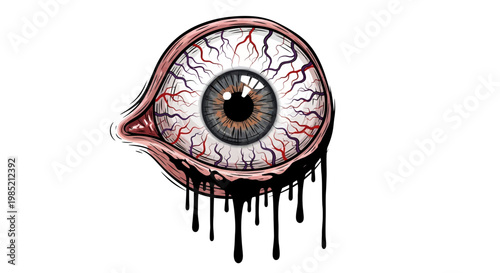 Gross Eyeball Dripping Black Liquid