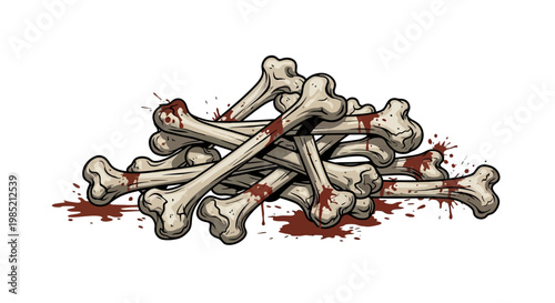 Pile of bloody bones, halloween concept
